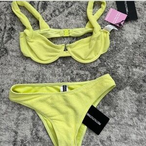 Pretty little thing Neon Yellow Bikini NWT